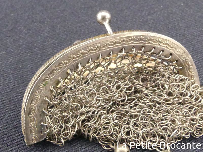 Petite Bourse Art Nouveau Métal Argenté à Restaurer, Porte-monnaie Femme