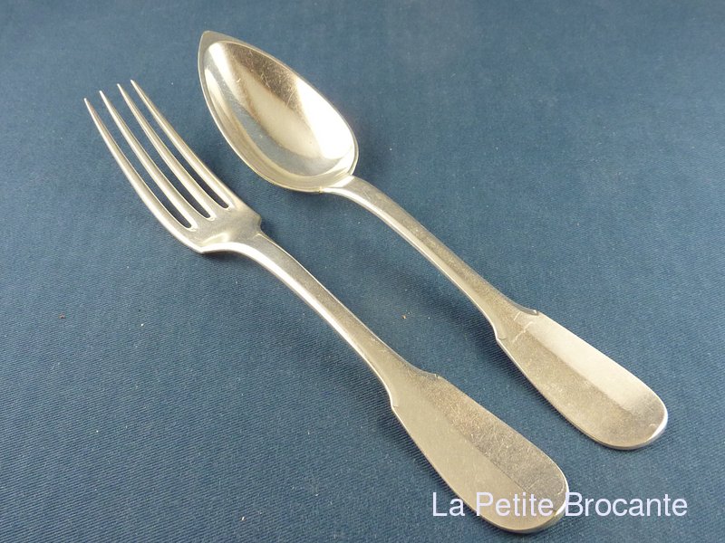 ANCIENS 6 Cuillères 6 Fourchettes en Métal Argenté CHRISTOFLE