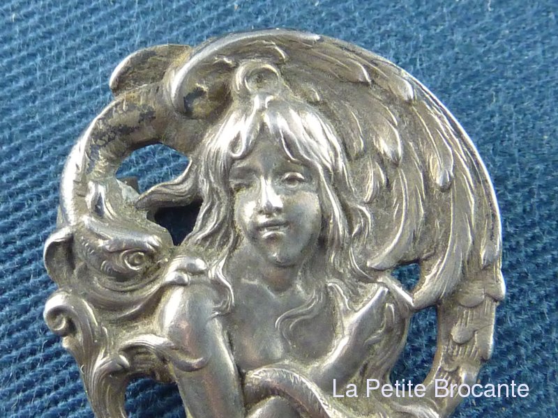 Broche Art Nouveau Ancienne – Argent Massif – Initiales MN – Occasion