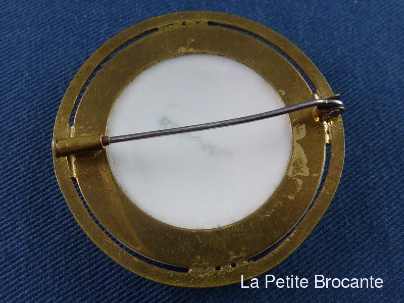 Broche Ancienne Limoges Broche Ancienne En Porcelaine De LIMOGES - Scène Galante - Vintage Diamètre 5 Cm Broche Ancienne Française Porcelaine Peinte