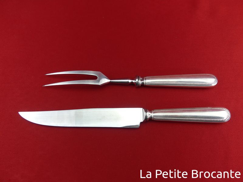 Coffret de 2 couteaux de service métal argenté et Inox Nogent