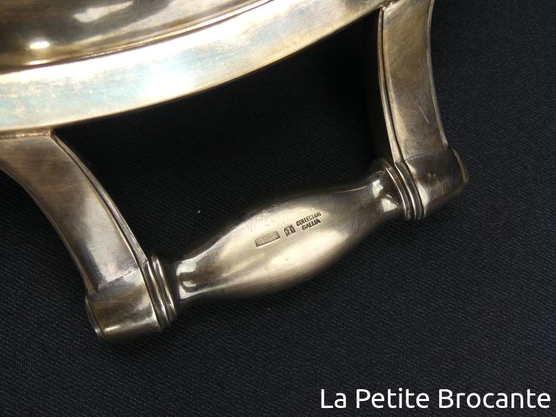 Saucière ovale Perles Christofle - Saucière vintage en métal argenté, plateau ovale Perles, France - France