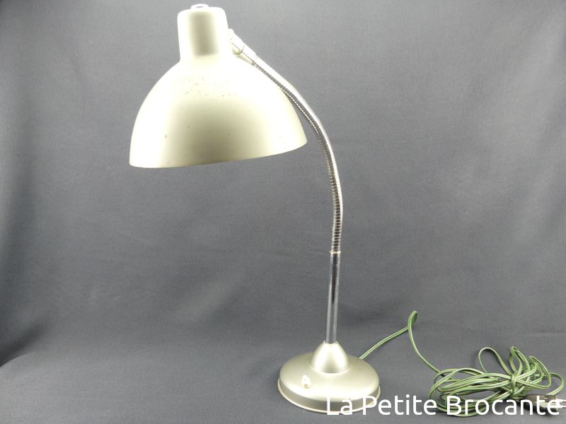 Lampe De Bureau Vintage En Bois Peint Et Métal - Abat-jour - Style Rétro