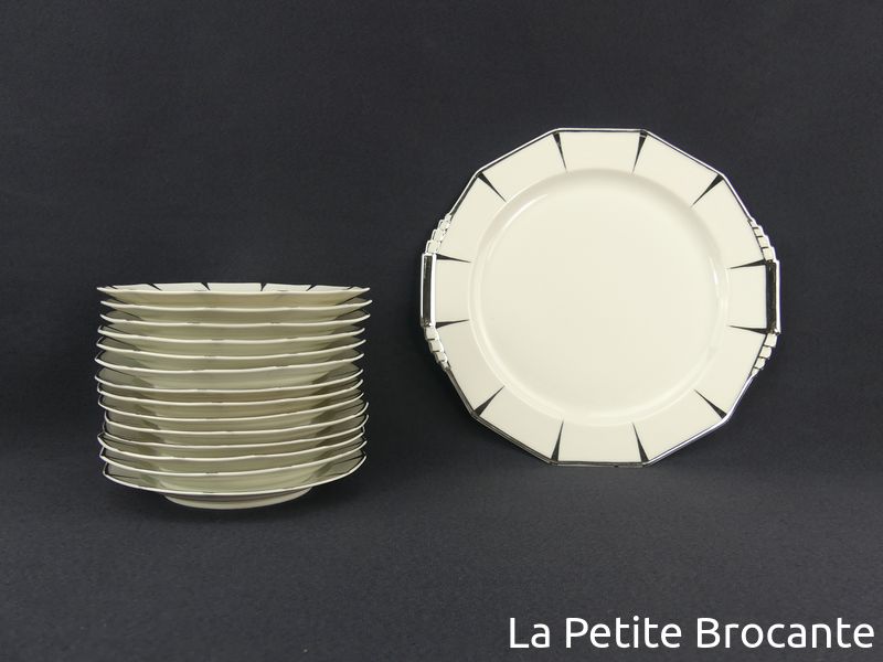 Service A Gateau En Porcelaine De Limoges Art Deco