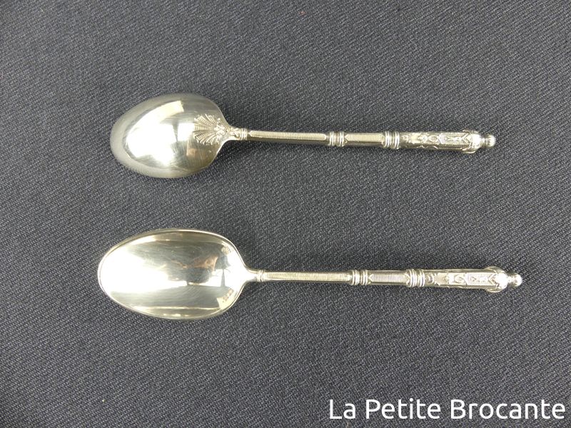 Lot De 6 Cuillères à Moka SFAM - Manche à La Russe - Métal Argenté - Vintage 1920-1949