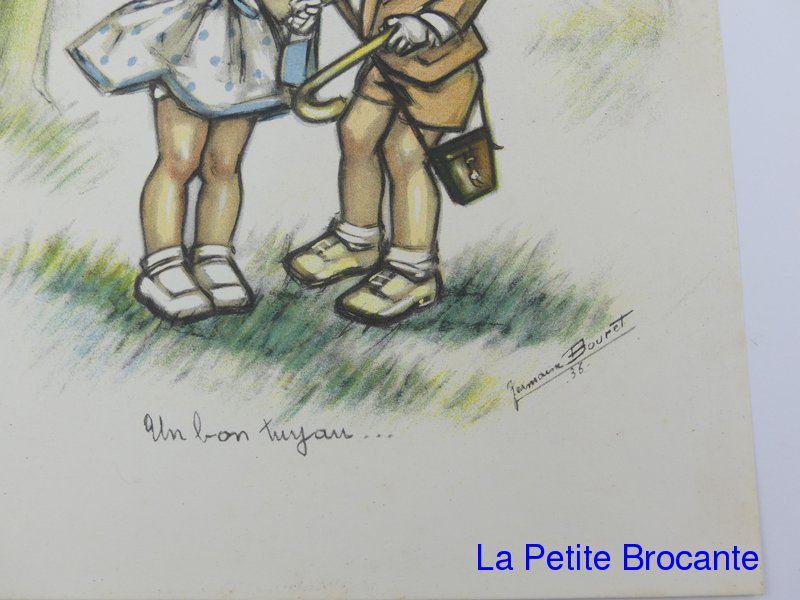 Vintage print "Un bon tuyau" by Germaine Bouret