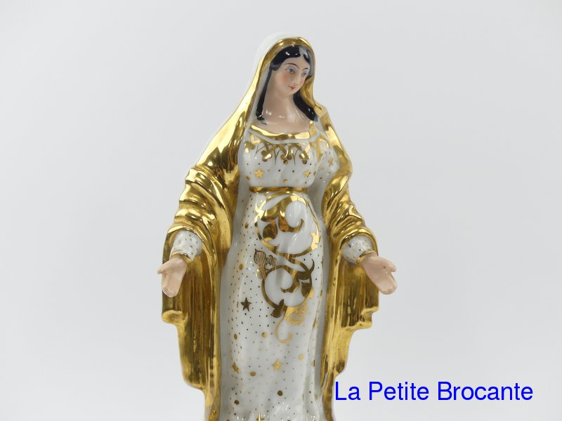 V51 STATUE VIERGE Marie Porcelaine Polychrome XIXe N°11 EUR 40,00